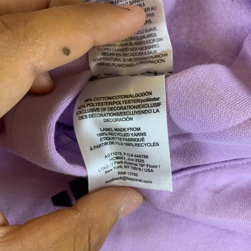 Adidas Hoodie & Pants Set Girls 7 Purple Good Fleece Lined 3 Stripes Tracksuit